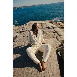 Free People Free-est Khai One-Piece Overalls Jumpsuit Wide-Leg Solid M 287426